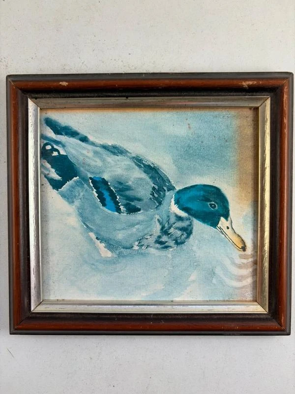 Tableau canard encadré – décoration vintage animalier